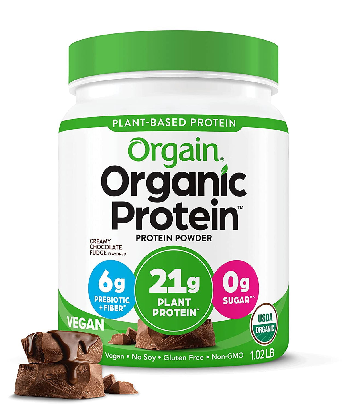 6 pack) Orgain Organic Vegan 21g Protein Powder, Plant Based Shake Drink, Creamy Chocolate Fudge 1.02lb