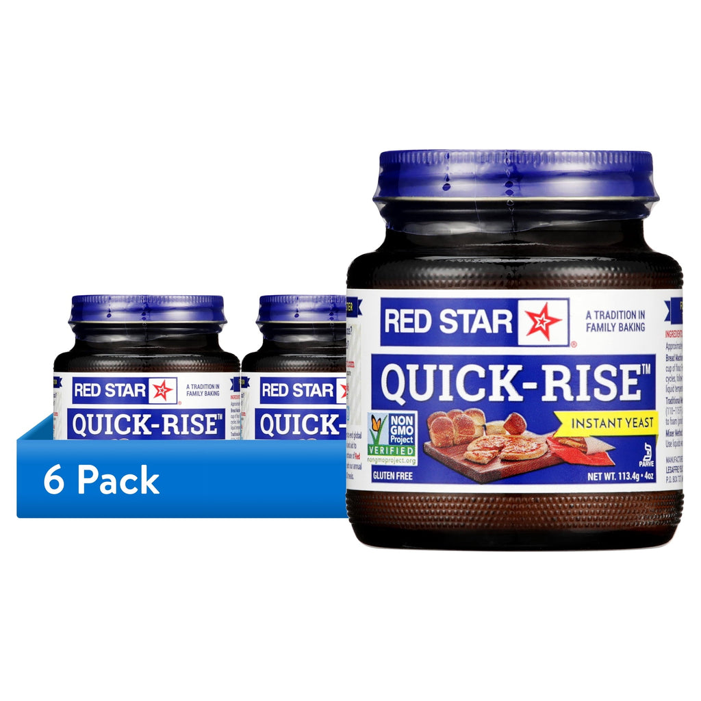6 pack) Red Star Quick-Rise Instant Yeasts, 4 oz (113.4 g) Multi-Use Jar, Fast-Acting Baking Yeasts