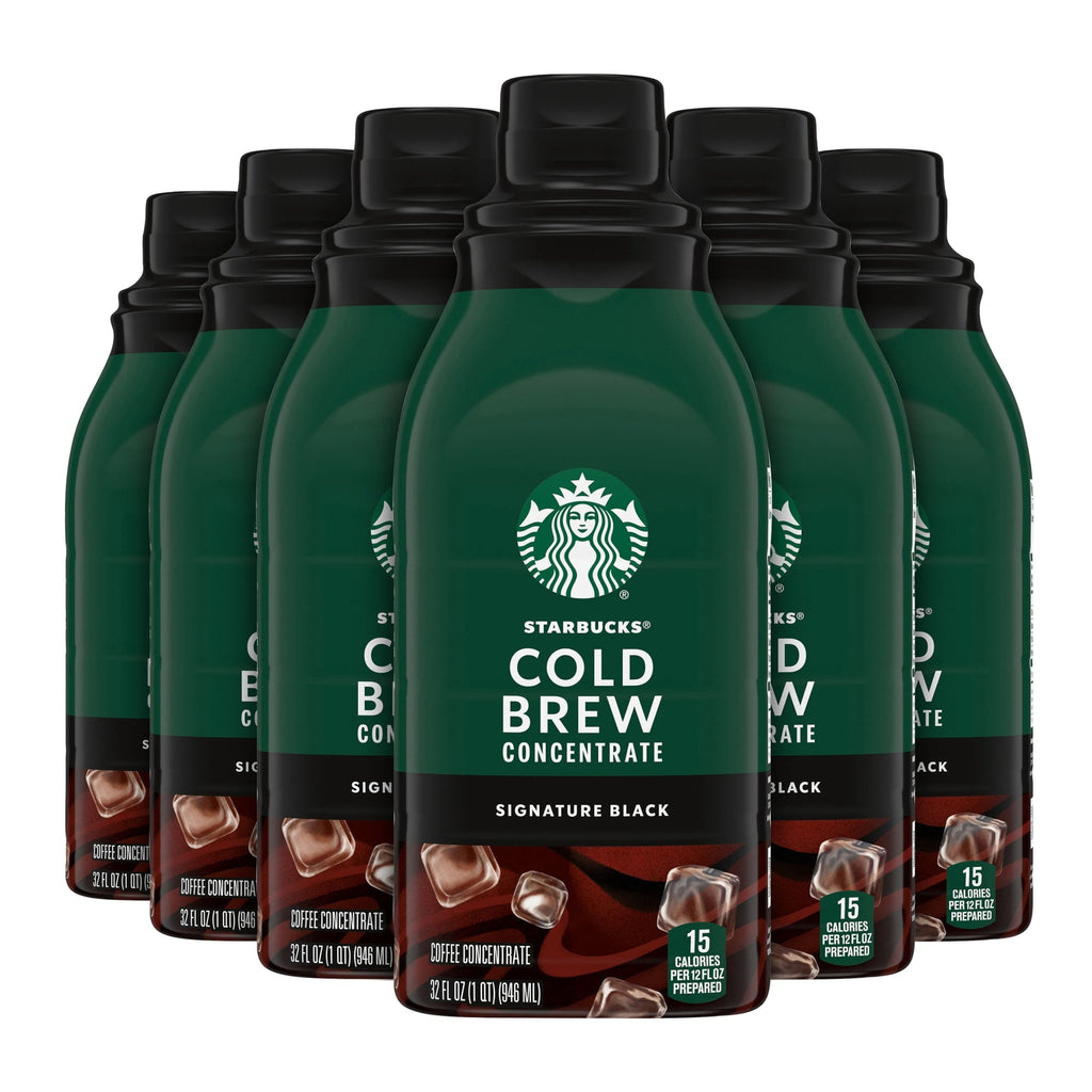 6 pack) Starbucks Signature Black, Cold Brew Coffee Concentrate, Iced Coffee, 32 fl oz