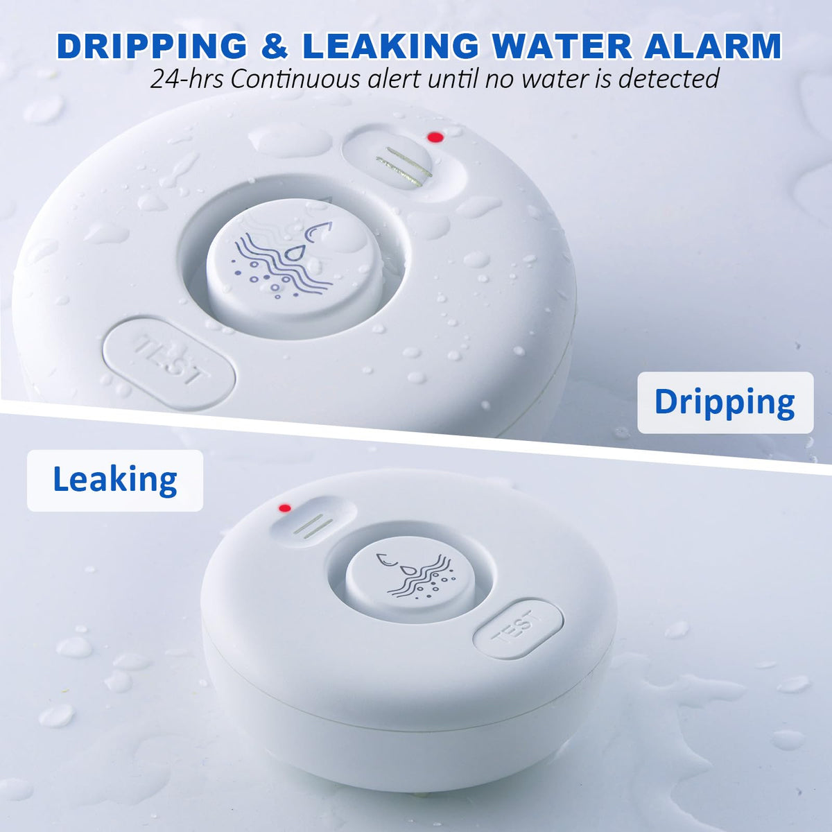 5 Pack Water Leak Alarm Detector, 0-120dB Adjustable, IP67