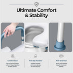 Toilet Seat Riser for Seniors, Adjustable Height & Width, 400lb