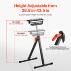 VEVOR Roller Stand, 300 lb Load Capacity, 26.8-42.5 in Adjustable Height, Folding Heavy Duty with 11.5 inch Polished Multi-Directional Roller Head