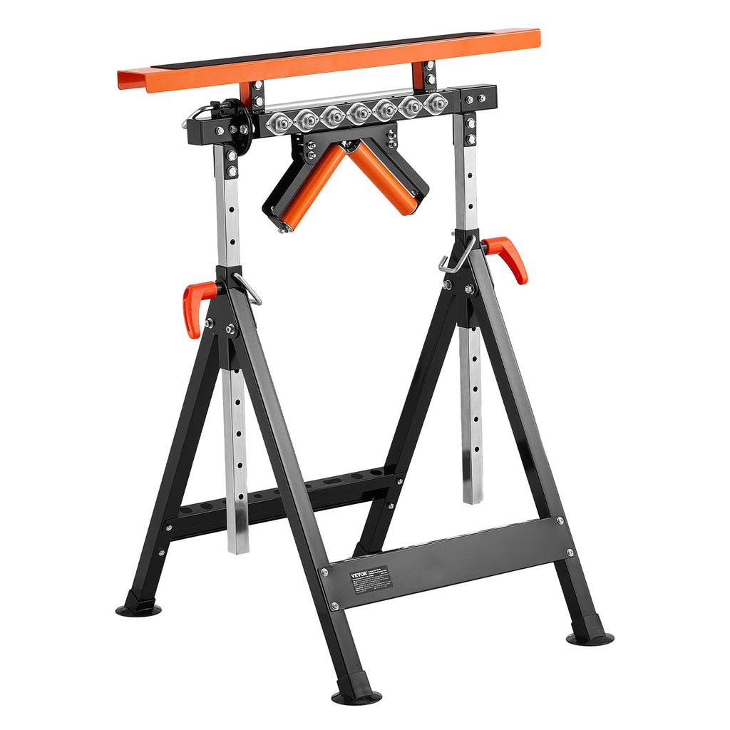 VEVOR 4-in-1 Roller Stand, 440 lb Load Capacity, 33-50 in Adjustable Height, Folding Heavy Duty with Rack & Polished Multi-Directional Roller Head