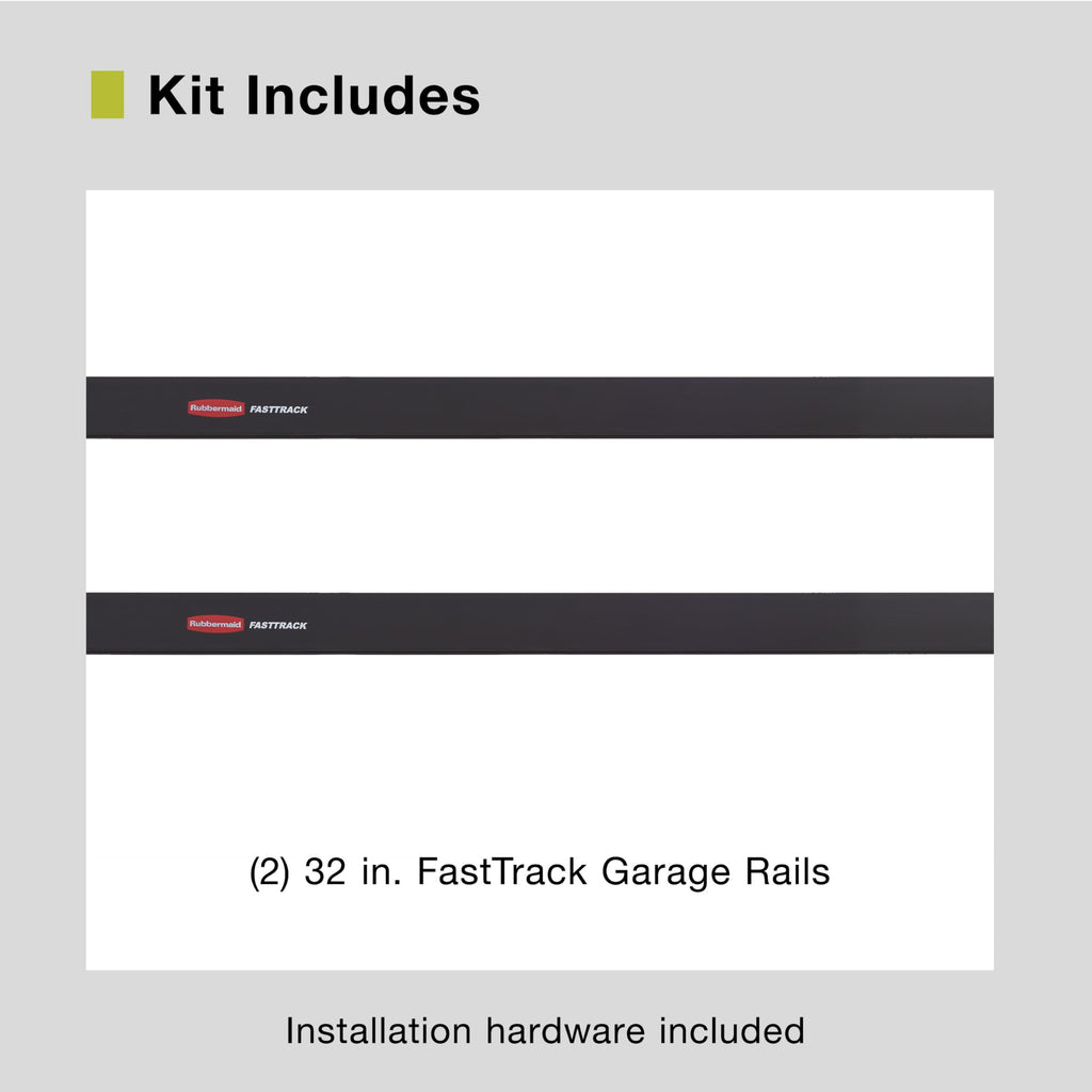 Rubbermaid Fasttrack Wall Mounted Storage and Organization System Rail Horizontal 48" 2-Pack Holds up to 1750 pounds Each Rail for Home/Garage