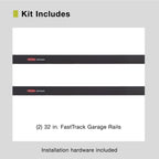 Rubbermaid Fasttrack Wall Mounted Storage and Organization System Rail Horizontal 48" 2-Pack Holds up to 1750 pounds Each Rail for Home/Garage