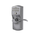 Schlage Electronic Keypad Lock, Lever Handle, Camelot Trim, Satin Chrome