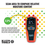Klein Tools ET140 Pinless Moisture Meter, Detects up to 3/4-Inch Deep