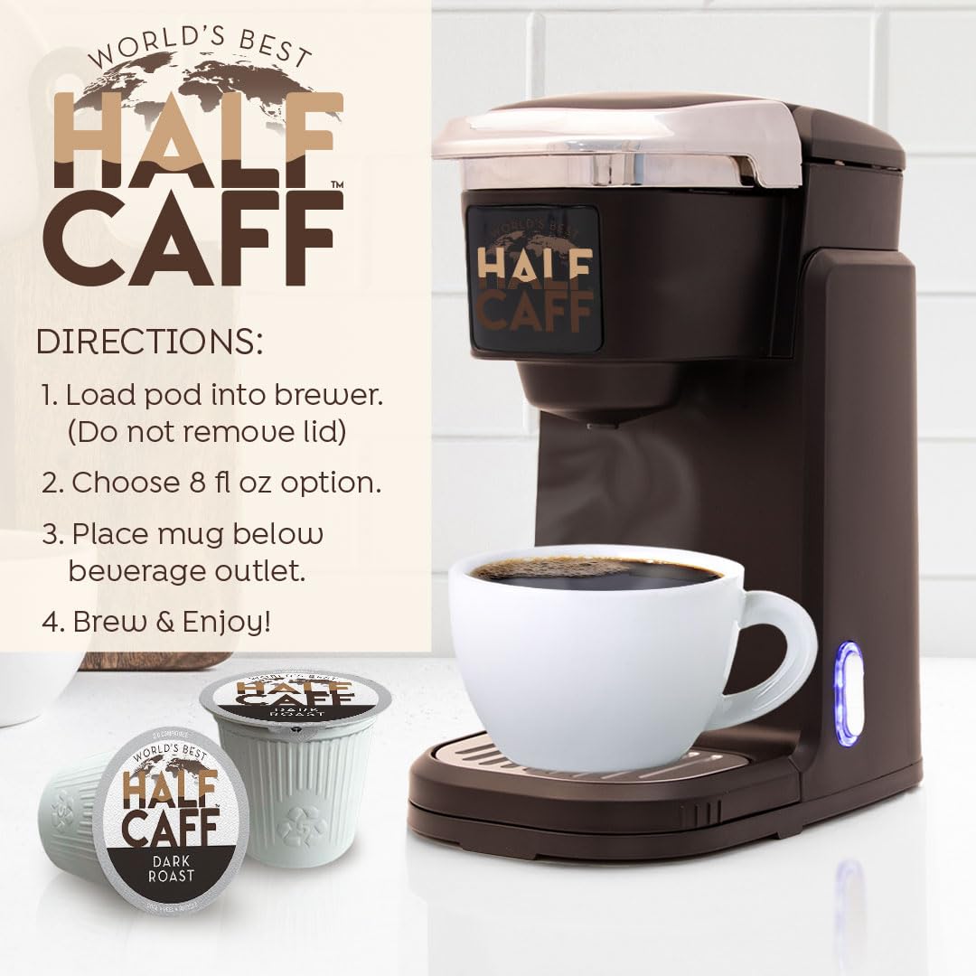 World's Best Half Caff Dark Roast Coffee Pods 100ct Keurig Compatible