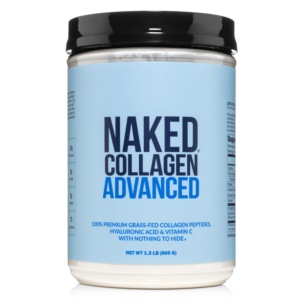NAKED Collagen Advanced - Peptides Protein Powder, Hyaluronic Acid, Vitamin C, Pasture-Raised, Grass-Fed Hydrolyzed Collagen Supplement, Paleo
