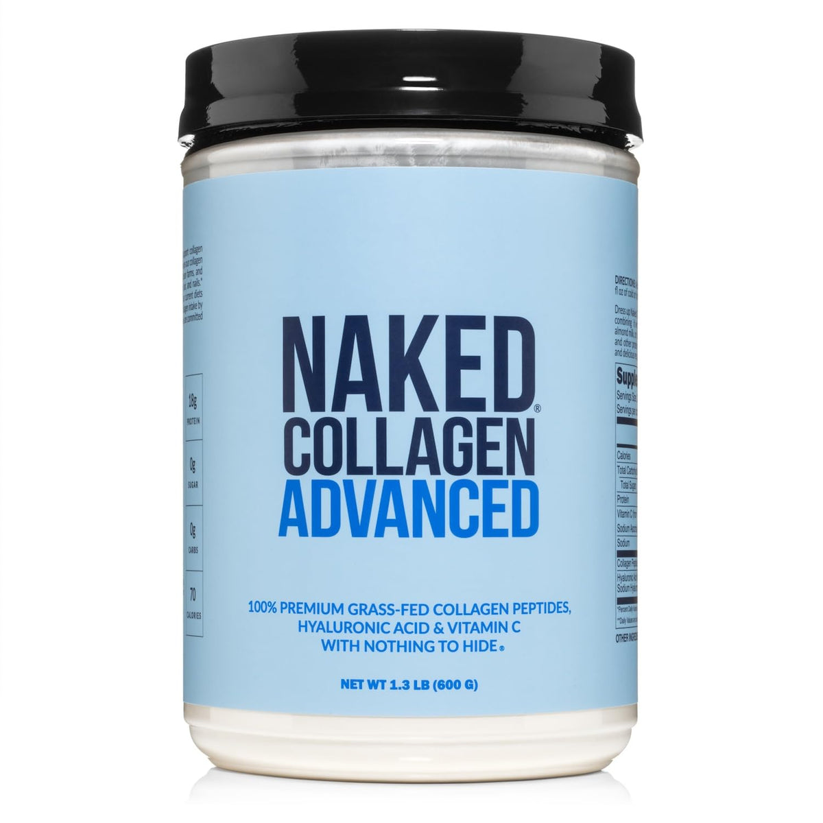 NAKED Collagen Advanced - Peptides Protein Powder, Hyaluronic Acid, Vitamin C, Pasture-Raised, Grass-Fed Hydrolyzed Collagen Supplement, Paleo