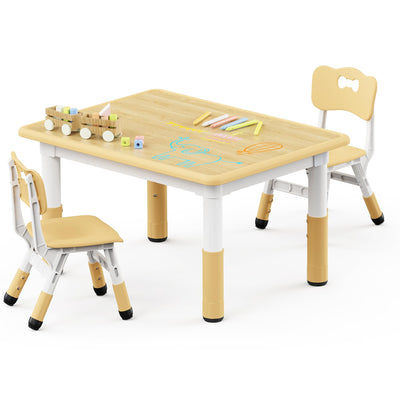 Adjustable Toddler Table and Chair Set, 31.5" L x 23.6" W Beige