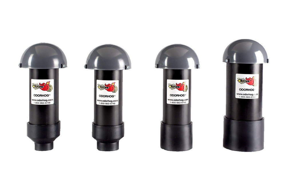 Vent Stack Pipe Filter 4 Sizes, Black ABS with Mushroom Cap, Removes Outdoor Septic and Sewer Odors (fits 1.5 or 2.0-inch)