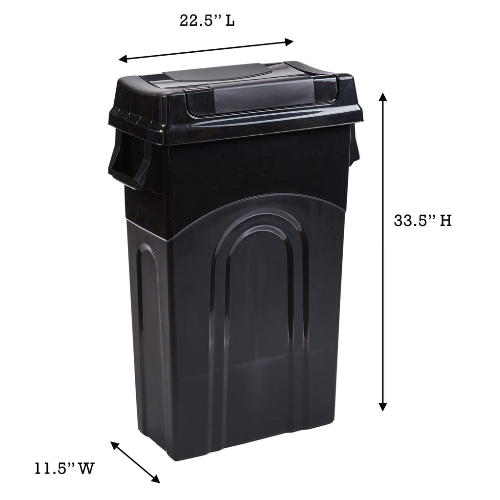 United Solutions Highboy Waste Container with Swing Lid, 23 Gallon, Space Saving Slim Profile and Simple Bag Removal, Handles for Easy Carrying