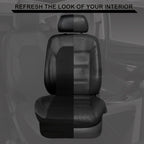CAR PASS Leather and 3D Air Mesh Universal Fit Car Seat Covers, for Sedans,Trucks,Suvs,Airbag Compatible,Zipper Design and Reserved Opening Holes for