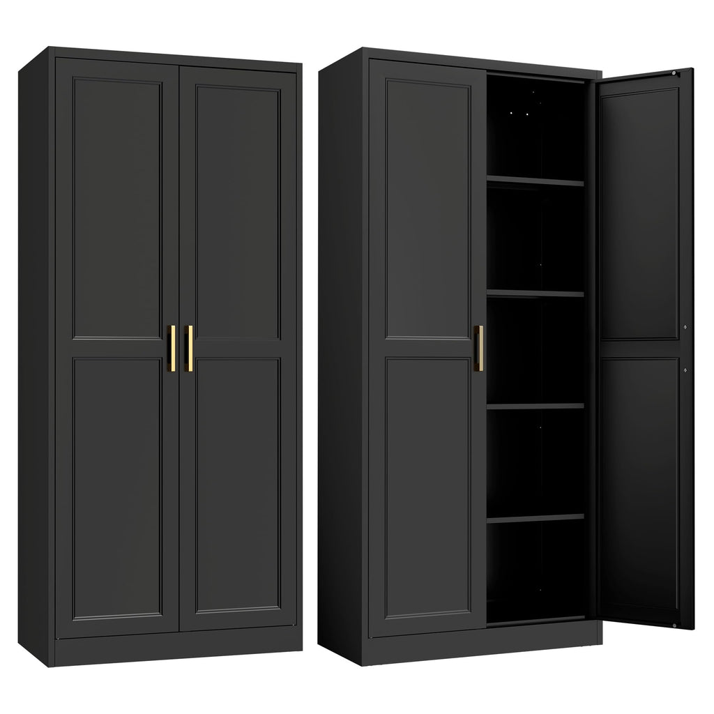 71"Metal Pantry Storage Cabinet with Doors & 4 Adjustable Shelves