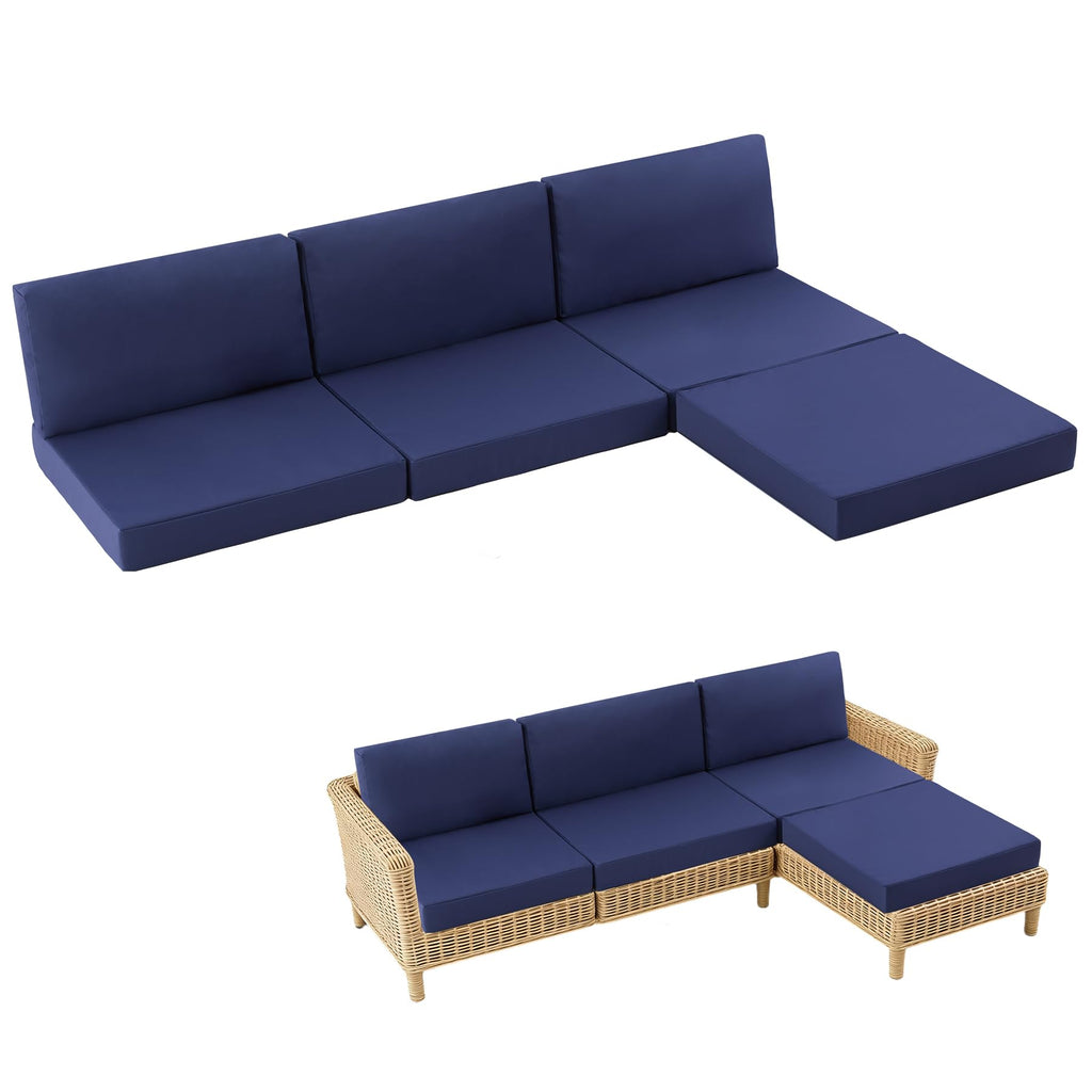 7-Piece Patio Furniture Cushions Set, Replacement Outdoor Cushions for 4-Seat Patio Sectional, Waterproof & Fade Resistant Deep Seat Cushion for