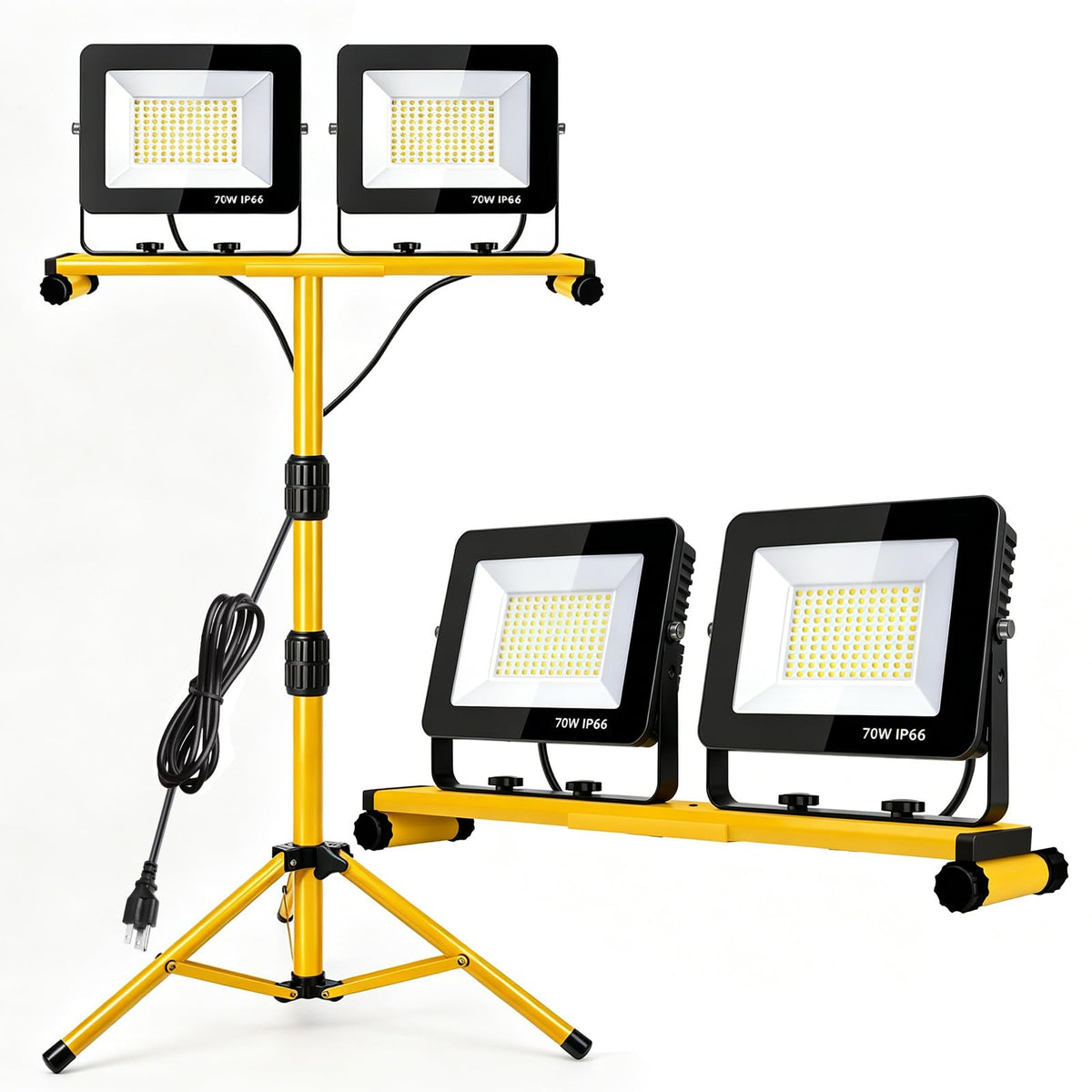 LED Work Lights with Stand, 14000 Lumen, 2-Head Adjustable Work Light