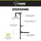 HME Truck Hitch Game Hoist Kit with Winch and Gambrel, 400 lb Capacity