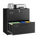 2 Drawer File Cabinet with Lock,Metal Lateral Filing Cabinet for Home Office,Hanging Letter/Legal/A4 Size (Black, H27.95×W28.35×D15.74)