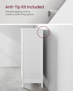 VASAGLE Bathroom Floor Storage Cabinet, 2 Doors , Cloud White