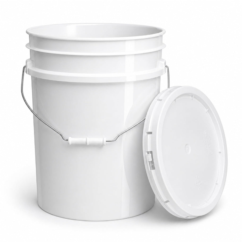 5 Gallon Bucket - Food Grade w/Lid BPA-Free, 6 Pack - White