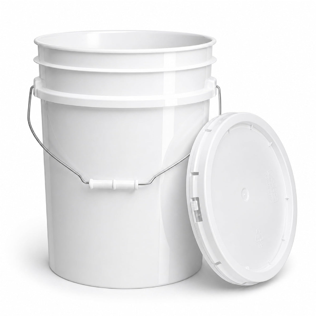 5 Gallon Bucket - Food Grade w/Lid BPA-Free, 6 Pack - White