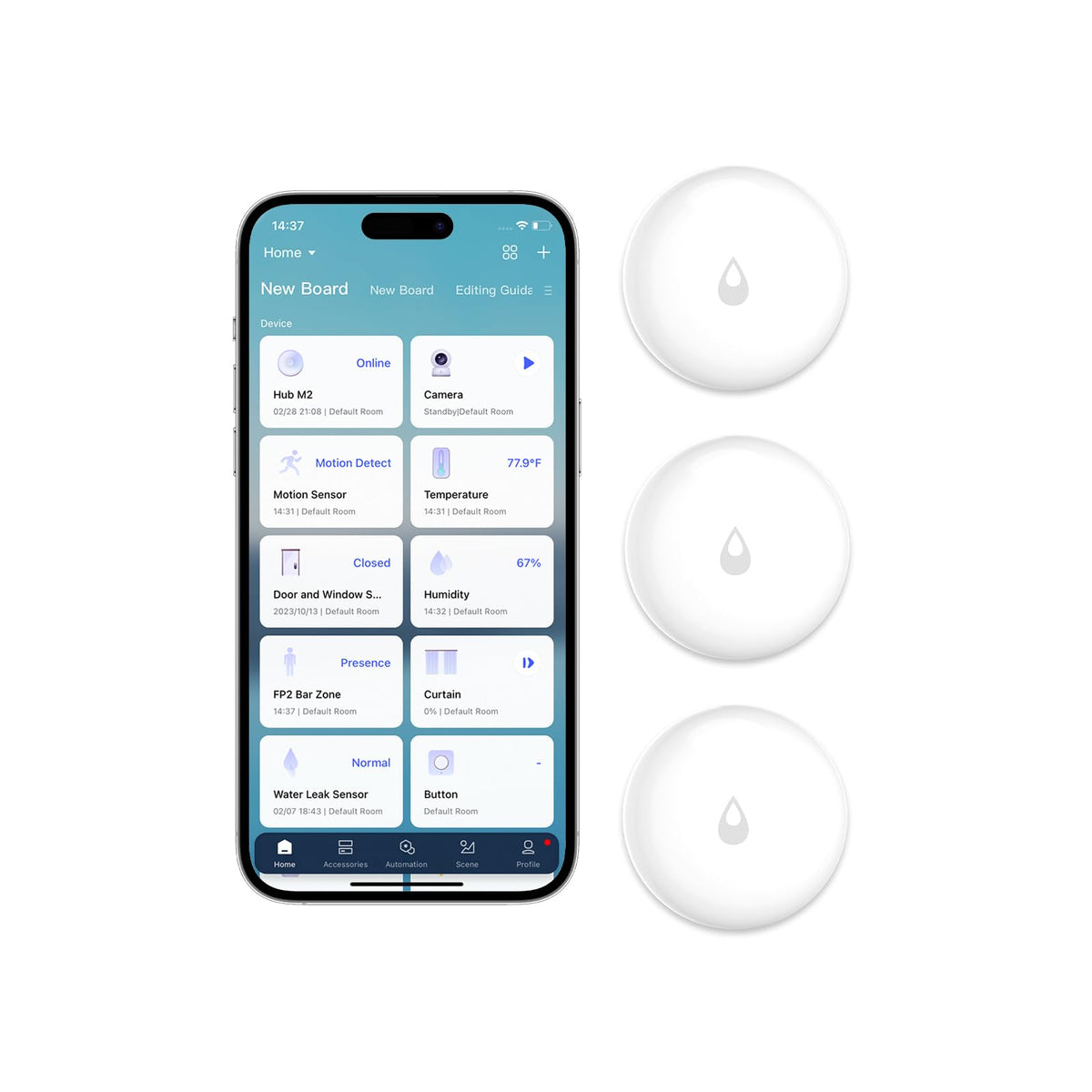 Aqara Water Leak Sensor 3 Pack, Zigbee Water Leak Detector for Alarm System