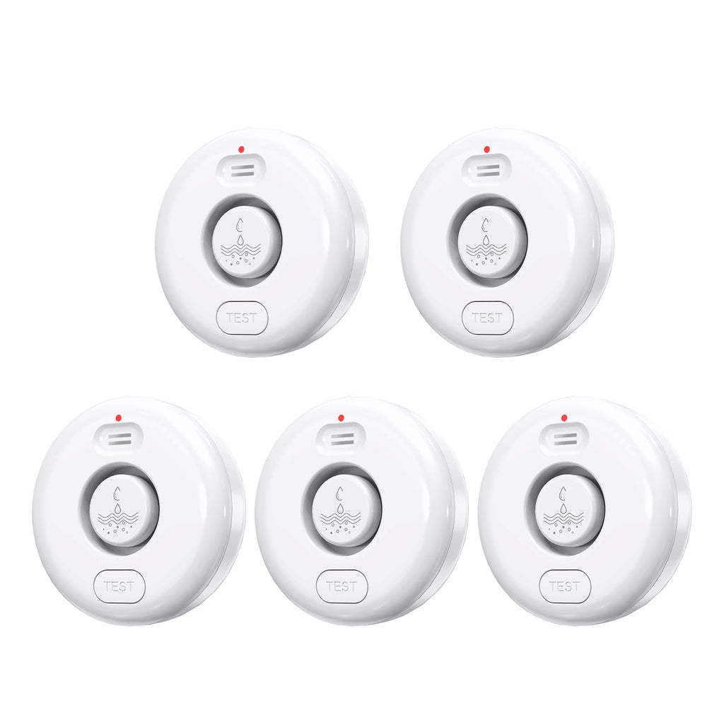 5 Pack Water Leak Alarm Detector, 0-120dB Adjustable, IP67