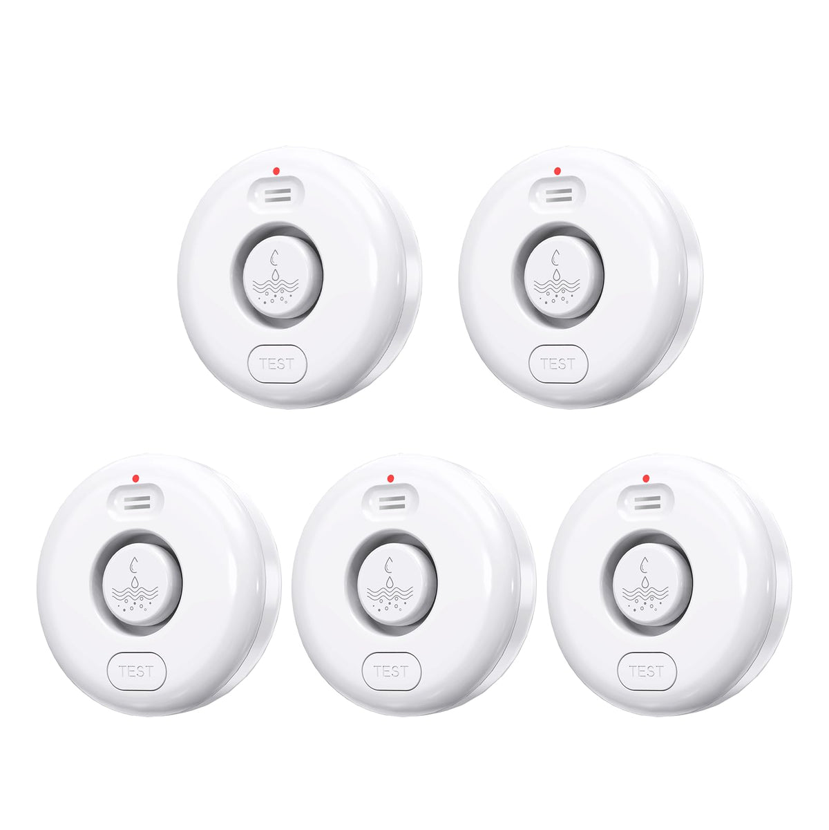 5 Pack Water Leak Alarm Detector, 0-120dB Adjustable, IP67