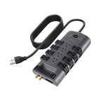 Belkin Surge Protector Power Strip w/ 8 Rotating & 4 Standard Outlets - 8ft Sturdy Extension Cord w/Flat Pivot Plug for Home, Office, Travel, Desktop
