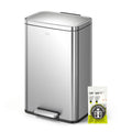 EKO Madison Brushed Stainless Steel 13.2 Gal/50L Kitchen Step Trash Can or Recycling Bin, Removable Inner Liner, Soft Close Lid, Fingerprint