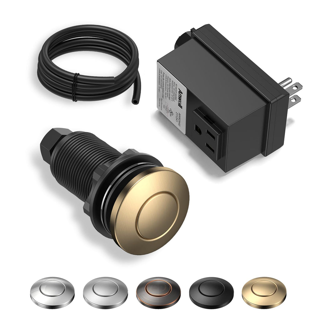 Garbage Disposal Air Switch Kit - UL Listed Wireless Sink Top Button, Champagne Bronze Finish, Compatible with Delta Faucet Champagne Bronze