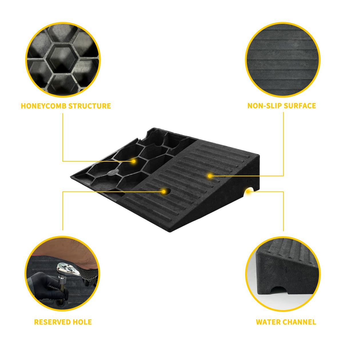 Rubber Curb Ramps for Driveway 4.0 inch Rise 2 Pack