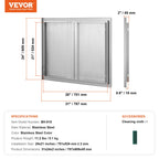 VEVOR BBQ Access Door 31" W x 24" H Double Outdoor Kitchen Vertical Door