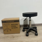 FURWOO Round Rolling Stool Height Adjustable Stool with Wheels for Spa Salon Massage Black