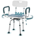 Swivel Shower Chair with Arms and Back, Heavy Duty Shower Seat for Inside Shower Stall and Bathtub, Height Adjustable Safety Bath Seat for Elderly