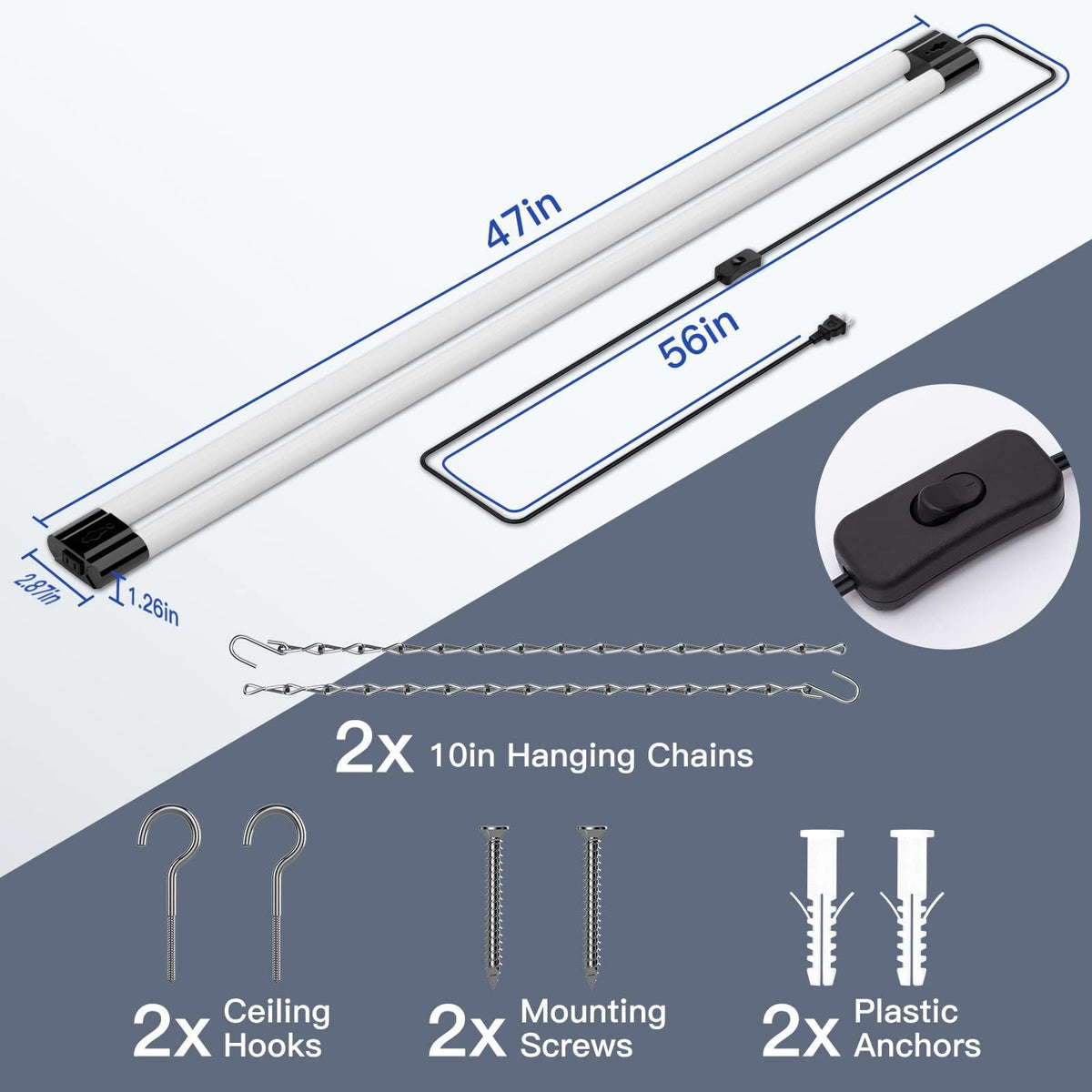 10 Pack 4FT LED Shop Light, 6500K, 40W=250W, 4400LM, 4 Linkable
