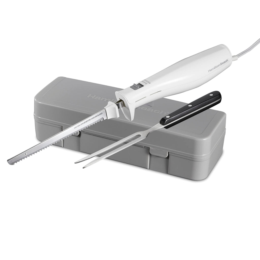 Hamilton Beach Electric Knife Set for Carving Meats, Poultry, Bread, Crafting Foam & More, Reciprocating Serrated Stainless Steel Blades, Ergonomic