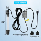 18W Aquarium UV Light for 100-1000 Gallon, UV Pond Water Clarifier for Koi Pond, Swimming Pool, Spa, Large Fish Tank, Cold Plunge UV Light for Pond