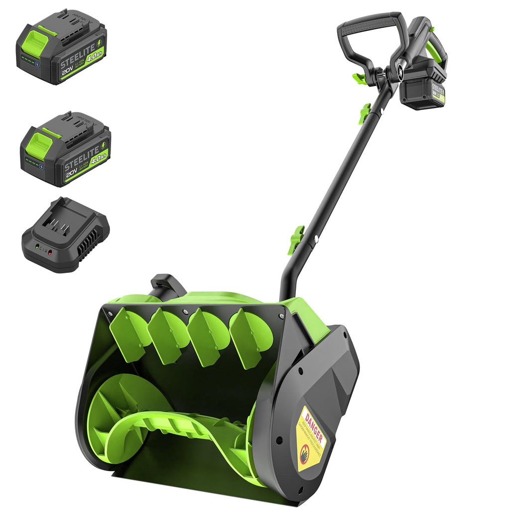 20V Cordless Electric Snow Shovel, 13-Inch, 2×4.0Ah Batteries & Charger