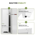 75" White Metal Pantry Cabinet with Doors & 5 Adjustable Shelves