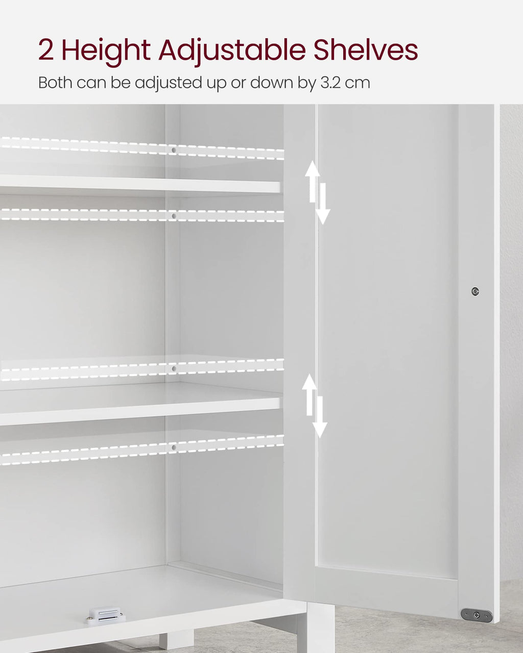 VASAGLE Bathroom Floor Storage Cabinet, 2 Doors , Cloud White