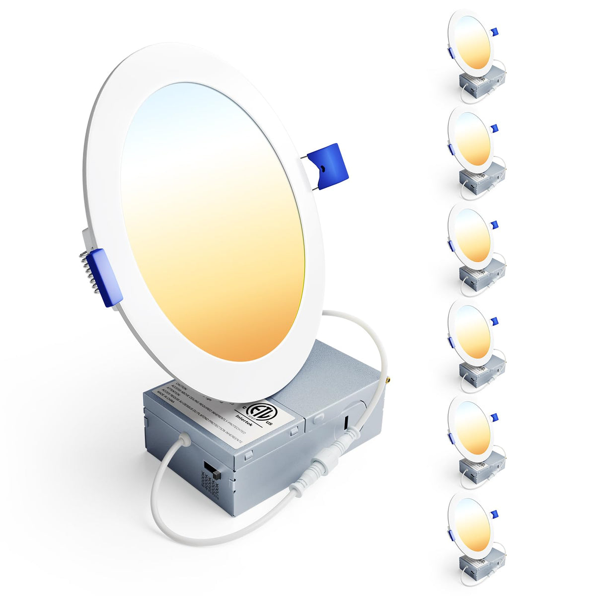 Ensenior 6 Pack 6 Inch LED Recessed Light, 5CCT Dimmable Canless Wafer