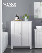 VASAGLE Bathroom Floor Storage Cabinet, 2 Doors , Cloud White