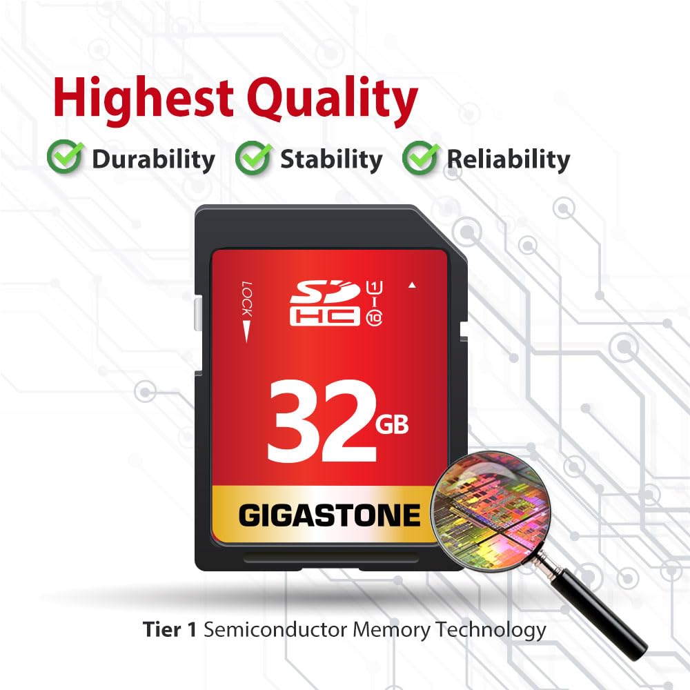 GIGASTONE 32GB SD Card 5-Pack UHS-I U1 Class 10 SDHC Memory Card High-Speed up to 80MB/s Full HD Video Compatible with Digital Camera, SPYPOINT