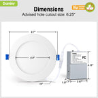 DAMINY 12 Pack 6 Inch LED Recessed Lighting, Canless Wafer Downlight