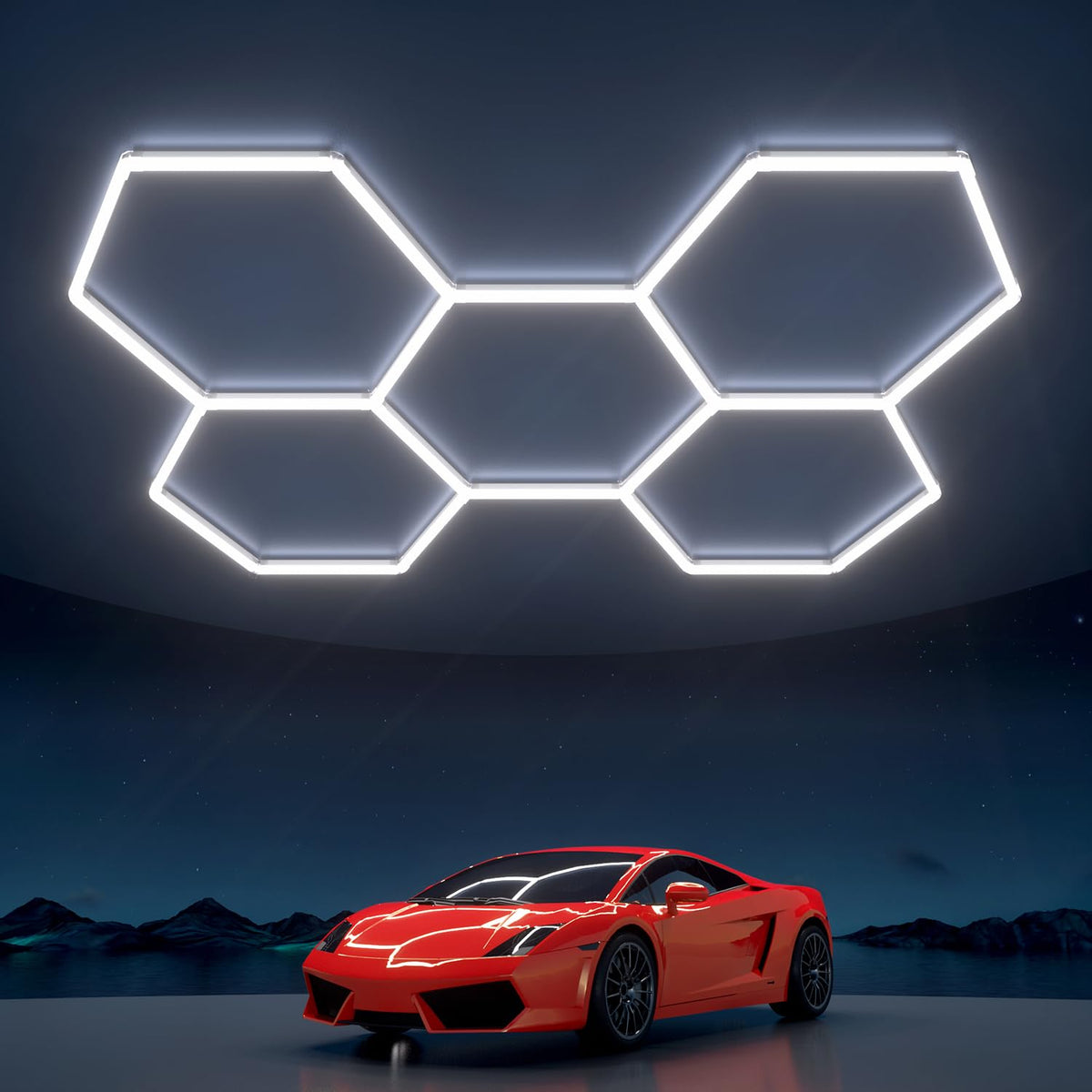 Hexagon Garage Lights: 168W 5 Grids LED Garage Lights - Easy Install 6500K Super Bright Honeycomb Light for Workshop Warehouse Car Detailing Shop