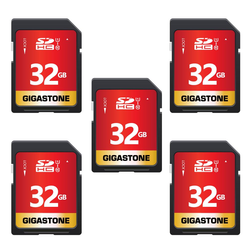 GIGASTONE 32GB SD Card 5-Pack UHS-I U1 Class 10 SDHC Memory Card High-Speed up to 80MB/s Full HD Video Compatible with Digital Camera, SPYPOINT