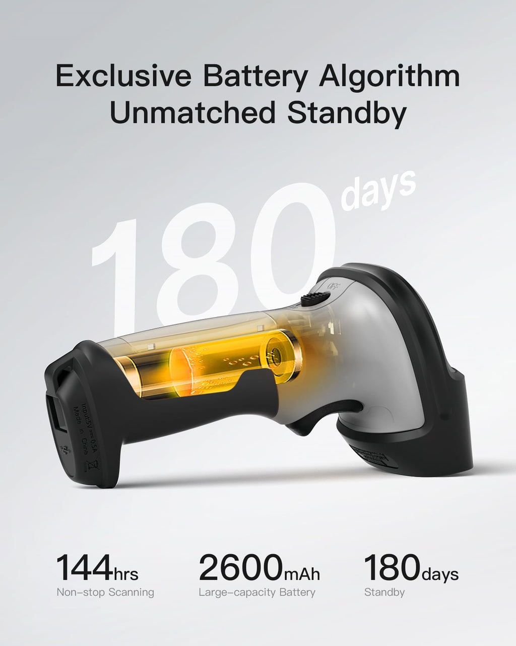 Inateck 1D Bluetooth Barcode Scanner, 2600mAh Battery, 115FT Range, BCST-70
