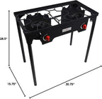 Gas One Propane Double Burner Two Burner Camp Stove Outdoor High Pressure Propane 2 Burner Adjustable PSI Regulator and 4ft Hose With Removable Legs